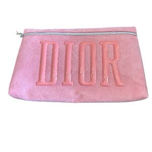 Christian DIOR Pink Cosmetic Bag with Embossed Logo and star charm